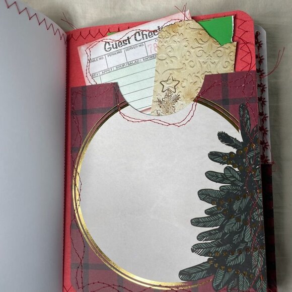 Christmas Junk Journal  With Charm u Washi  Fabric Wrap Tons Ephemera Handmade C - Picture 10 of 16